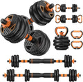 Miucore Adjustable Dumbbell Set, 33lbs Free Weights Set with Connector, 5 in 1 Weights Dumbbells Set Used as Barbell, Kettlebells, Push up Stand, Weight Plate, Fitness Exercise for Home Gym Workout