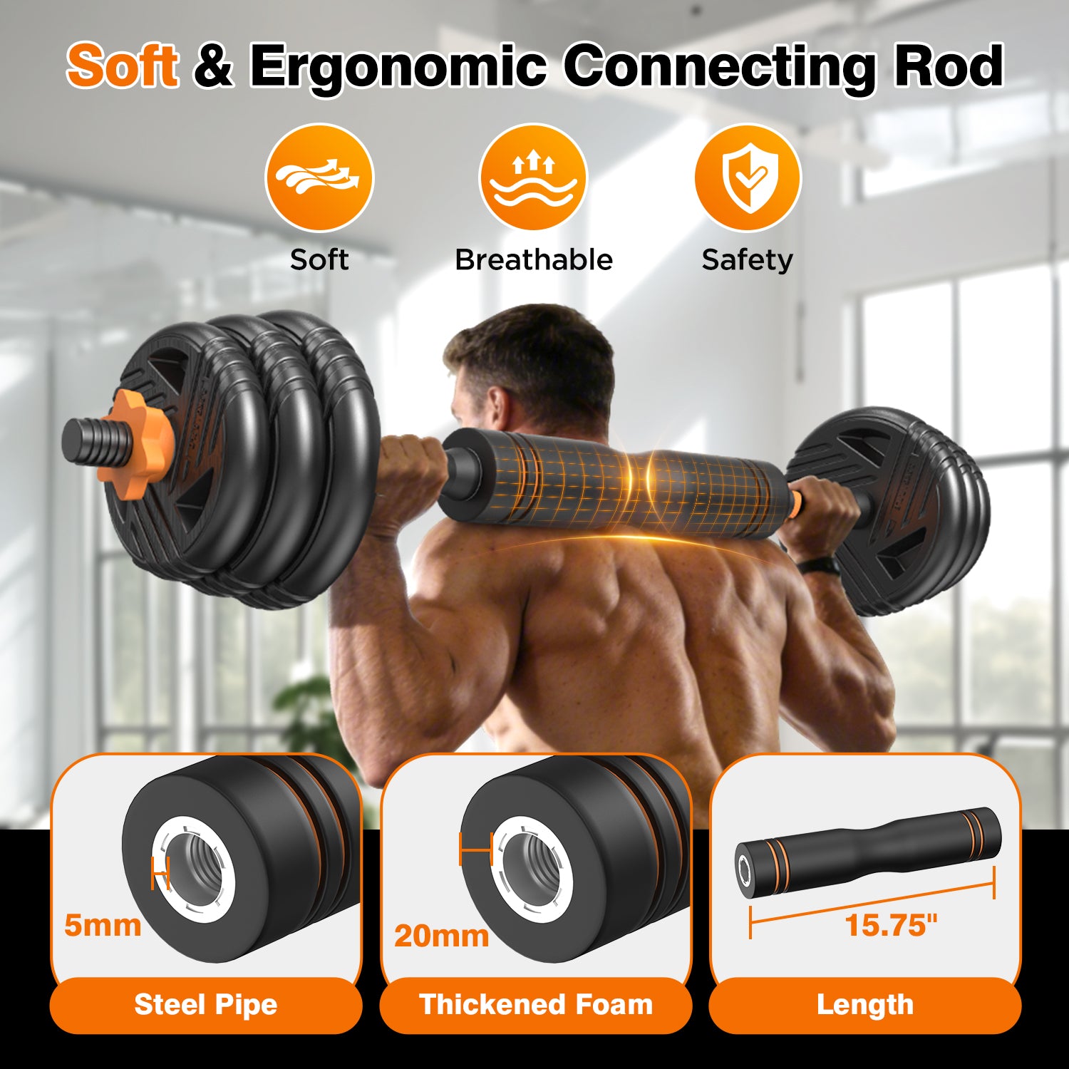 Miucore 88lbs Adjustable Dumbbell Set with Connector, 5 in 1 Weight Dumbbell Set Used as Barbell, Kettlebells, Push up Stand, Weight Plate, Fitness Workout Equipment for Home Gym