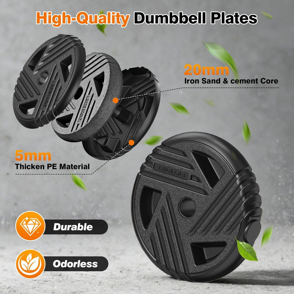 Miucore Adjustable Dumbbell Set, 33lbs Free Weights Set with Connector, 5 in 1 Weights Dumbbells Set Used as Barbell, Kettlebells, Push up Stand, Weight Plate, Fitness Exercise for Home Gym Workout